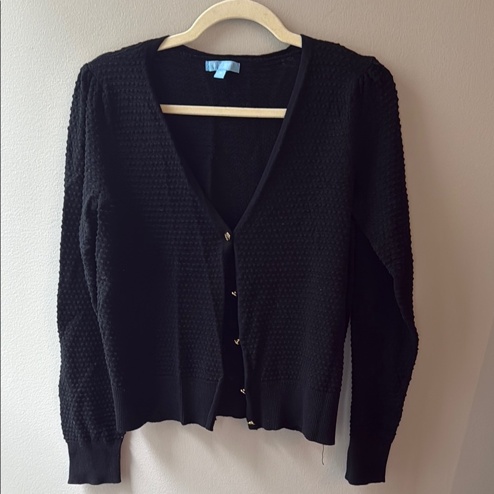 Draper James - vneck textured cardigan with gold buttons